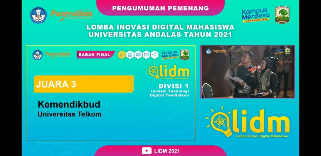A team from the Faculty of Applied Sciences, Telkom University, Successfully Won 3rd Place in Division 1: Educational Digital Technology Innovation